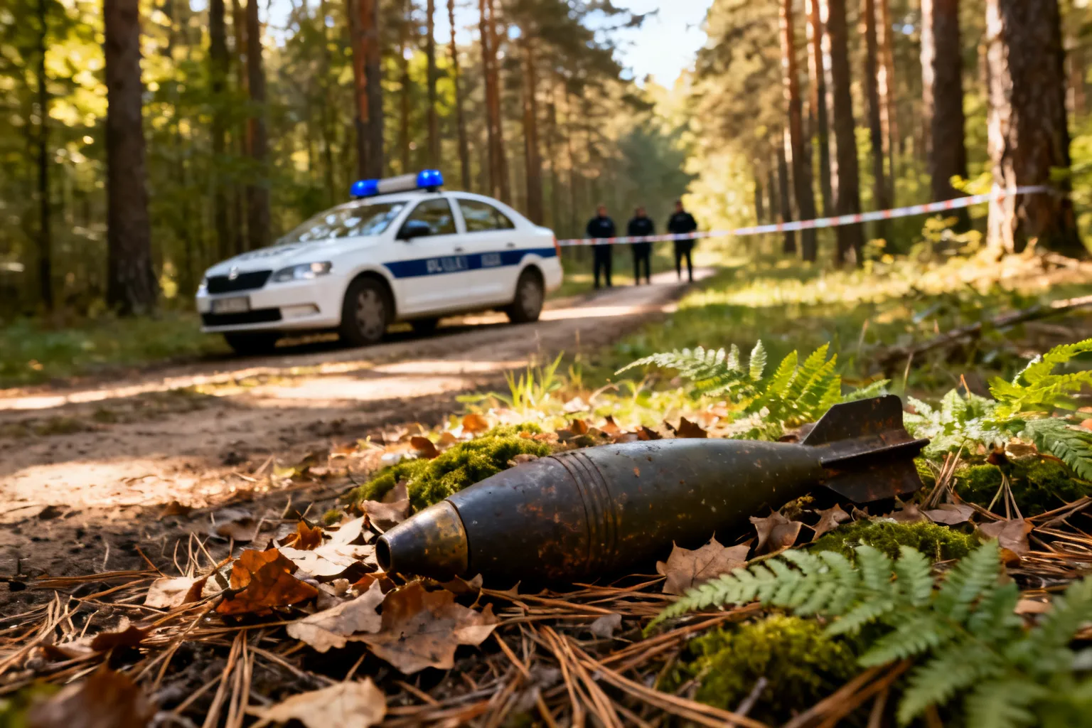 Pocisk znaleziony w lesie w gminie Opoczno. Policja apeluje o ostrożność