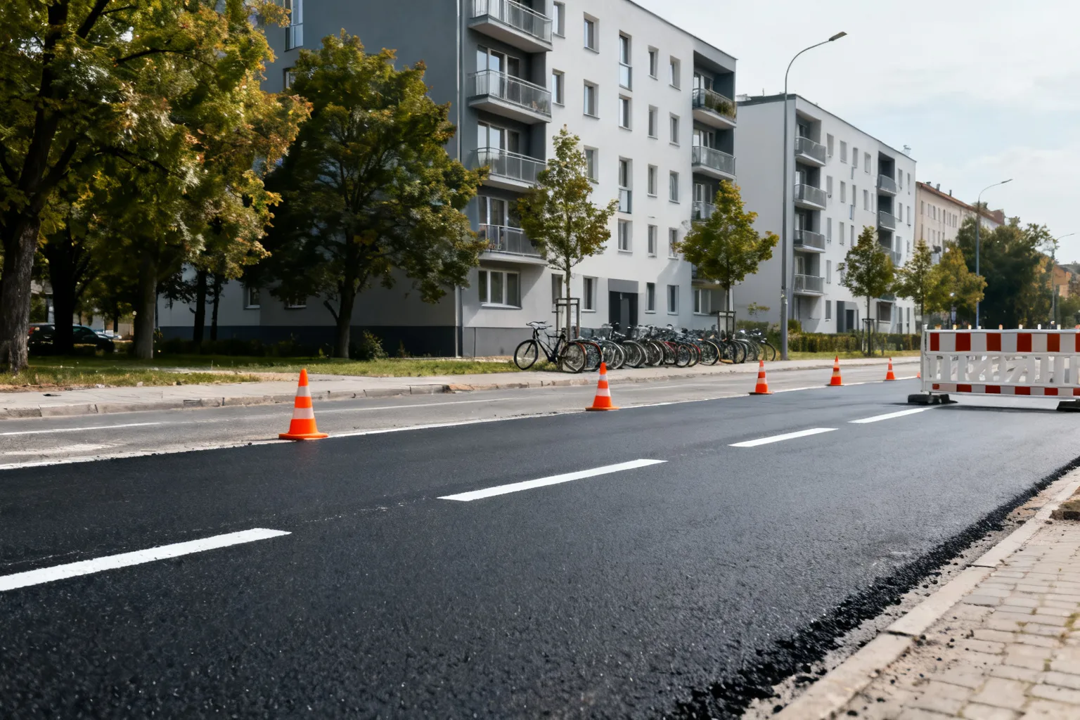 Zamknięcie drogi Dzielna 16 września — układanie nowej nawierzchni